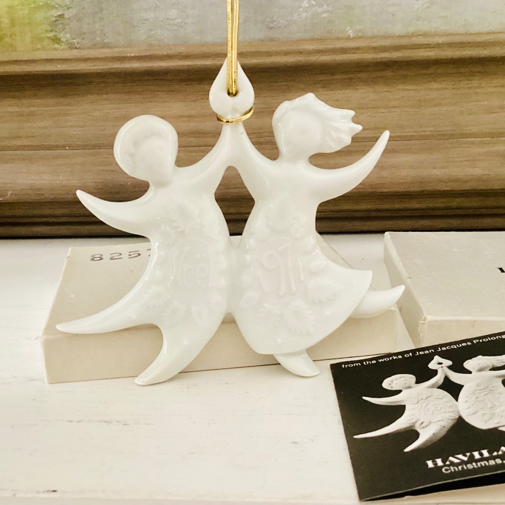 Vtg Haviland Limoges France 1971 Noël Porcelain Ornament with Box Documentation